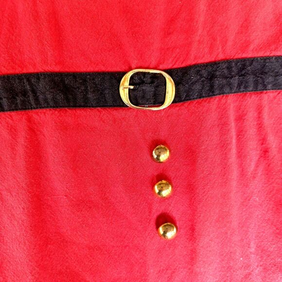 Pier 1 Christmas Red Apron Santa Claus Cookie Baking Gold Tone Accents - Picture 14 of 16